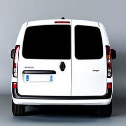 A sleek white Renault Kangoo van parked elegantly in front of a smooth, soft gray background