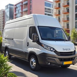 A sleek white Iveco Daily, showcasing its modern design and elegant lines