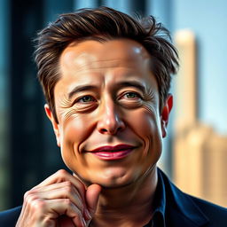 A highly detailed portrait of Elon Musk, showcasing his charismatic personality and confident demeanor