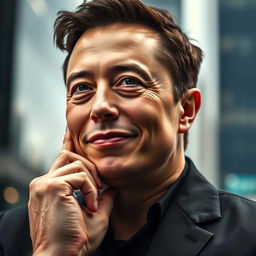 A highly detailed portrait of Elon Musk, showcasing his charismatic personality and confident demeanor