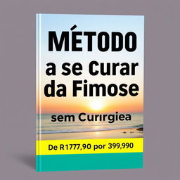 A book cover design featuring the title 'Método Aprenda a se Curar da Fimose sem Cirurgia' prominently displayed in large, modern, legible typography