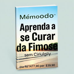 A book cover design featuring the title 'Método Aprenda a se Curar da Fimose sem Cirurgia' prominently displayed in large, modern, legible typography