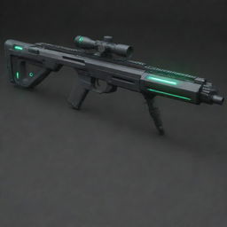 An advanced, stylish sci-fi rifle with luminous details and cutting-edge design