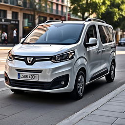 A white Dacia Dokker parked in an urban environment, showcasing its compact yet spacious design