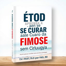 A book cover design featuring the title 'Método Aprenda a se Curar da Fimose sem Cirurgia' prominently displayed in large, modern, and legible typography