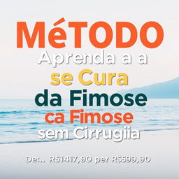 A book cover design featuring the title 'Método Aprenda a se Curar da Fimose sem Cirurgia' prominently displayed in large, modern, and legible typography