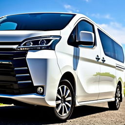 A sleek and polished white Toyota Proace, showcasing its modern design and stylish features