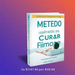 Create a book cover in Portuguese with the following details: Title: 'Método Aprenda a se Curar da Fimose sem Cirurgia' and Subtitle: 'De R$147,90 por R$39,90'