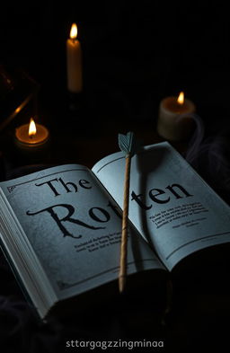 A dark and eerie scene featuring a book titled 'The Rotten' with the author name 'stargazingminaa' prominently displayed on the cover