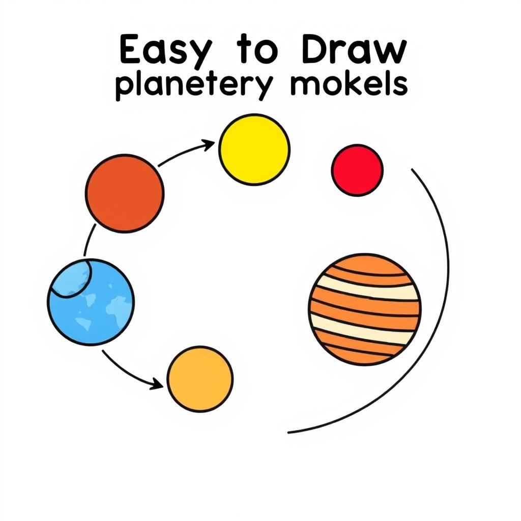 A simple yet appealing illustration of easy-to-draw planetary models suitable for beginners