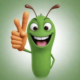 A cartoonish cricket cheerfully giving a thumbs up, symbolizing a 'like'