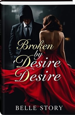 A dramatic and moody book cover featuring a mysterious man in a sharp suit and an elegant woman in a stunning, flowing dress