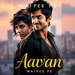 A captivating novel cover design for the book titled 'Aavan' by Waipee Pe, featuring a young man and an older woman in an intriguing and romantic scenario