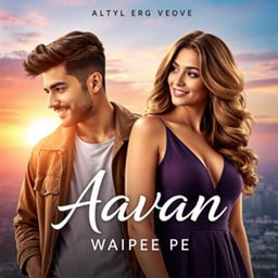 A captivating novel cover for 'Aavan' by Waipee Pe, featuring a charismatic 23-year-old man with short, stylish hair and a warm smile, wearing a trendy yet casual outfit