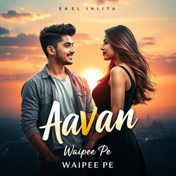 An eye-catching cover design for the novel 'Aavan' by Waipee Pe, prominently featuring a 23-year-old man with a confident smile and short, trendy hair, dressed in a modern casual outfit