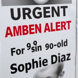 A close-up of a poster displaying an Amber Alert for a missing 9-year-old Hispanic girl named Sophie Diaz