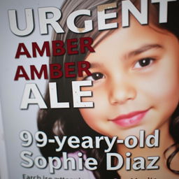 A close-up of a poster featuring a young Hispanic girl named Sophie Diaz, who is 9 years old