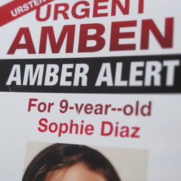 A close-up of a poster featuring a young Hispanic girl named Sophie Diaz, who is 9 years old