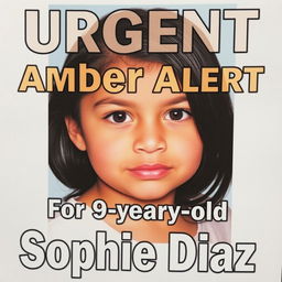 A close-up of a poster featuring a young Hispanic girl named Sophie Diaz, who is 9 years old