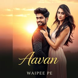 A beautiful cover design for the novel 'Aavan' by Waipee Pe, featuring the two main characters, Aavan and Maya