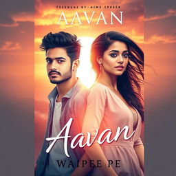 A stunning cover design for the novel 'Aavan' by Waipee Pe, featuring a young man aged 23 with an adventurous spirit, sporting a trendy hairstyle and dressed in casual chic clothing