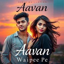 A stunning cover design for the novel 'Aavan' by Waipee Pe, featuring a young man aged 23 with an adventurous spirit, sporting a trendy hairstyle and dressed in casual chic clothing