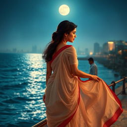 A romantic book cover featuring a woman wearing a delicate cotton saree, her gaze directed towards a man standing a few feet away from her