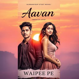 A captivating cover design for the novel 'Aavan' by Waipee Pe, featuring a 23-year-old young man with an inspiring expression, dressed in a smart-casual outfit