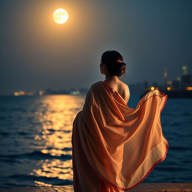 A romantic book cover showcasing a woman in a lovely cotton saree, her gaze directed toward a man standing a few feet away from her