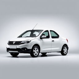 A striking Dacia Dokker vehicle in a pristine white finish, elegantly positioned against a smooth grey background