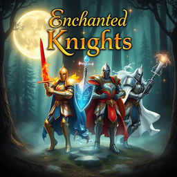 A captivating book cover for the title 'Enchanted Knights'