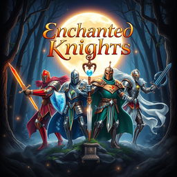 A captivating book cover for the title 'Enchanted Knights'