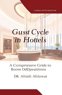 An attractive and professional cover page design for a book titled 'Guest Cycle in Hotels: A Comprehensive Guide to Room Division Operations' by Dr