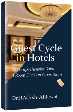 An attractive and professional cover page design for a book titled 'Guest Cycle in Hotels: A Comprehensive Guide to Room Division Operations' by Dr