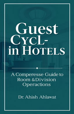 An attractive and professional cover page design for a book titled 'Guest Cycle in Hotels: A Comprehensive Guide to Room Division Operations' by Dr