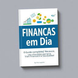 A visually appealing book cover for 'Finanças em Dia: O Guia Completo para Uma Vida Financeira Saudável