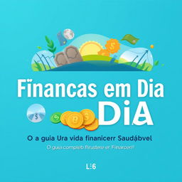 A visually appealing book cover for 'Finanças em Dia: O Guia Completo para Uma Vida Financeira Saudável