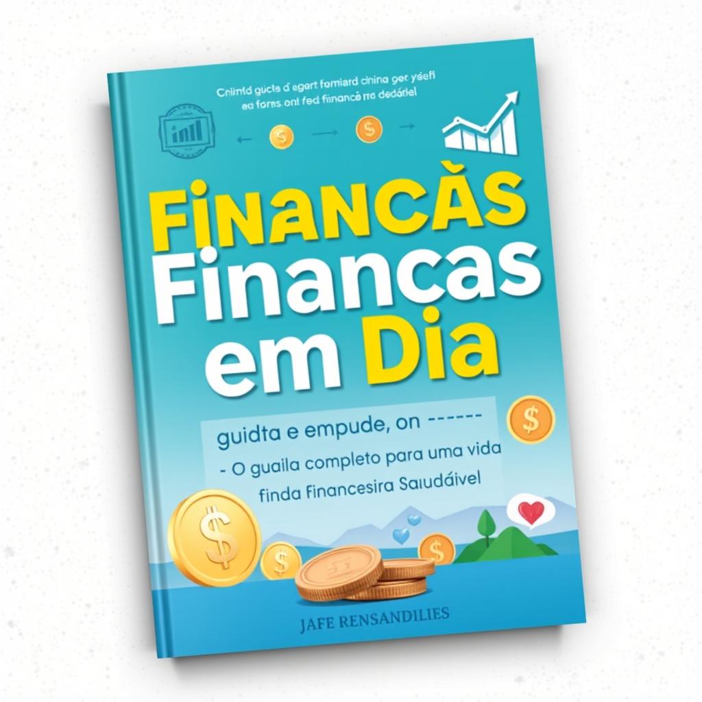 A visually appealing book cover for 'Finanças em Dia: O Guia Completo para Uma Vida Financeira Saudável