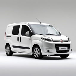 A striking Fiat Doblo vehicle in a pristine white finish, prominently positioned to showcase its modern design