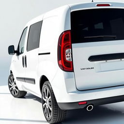 A striking Fiat Doblo vehicle in a pristine white finish, showcasing its modern design and sleek lines