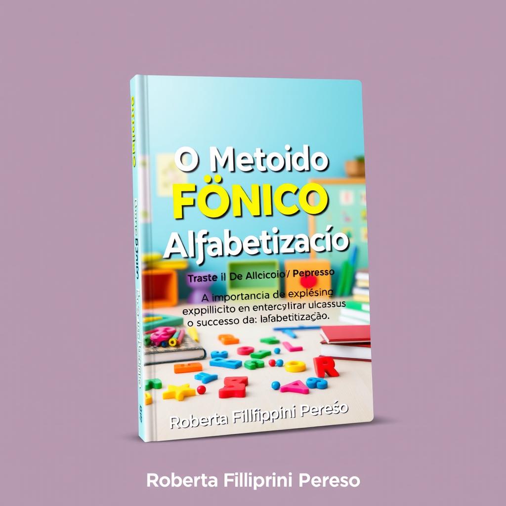 An eye-catching e-book cover design for an educational book titled "O Método Fônico de Alfabetização"