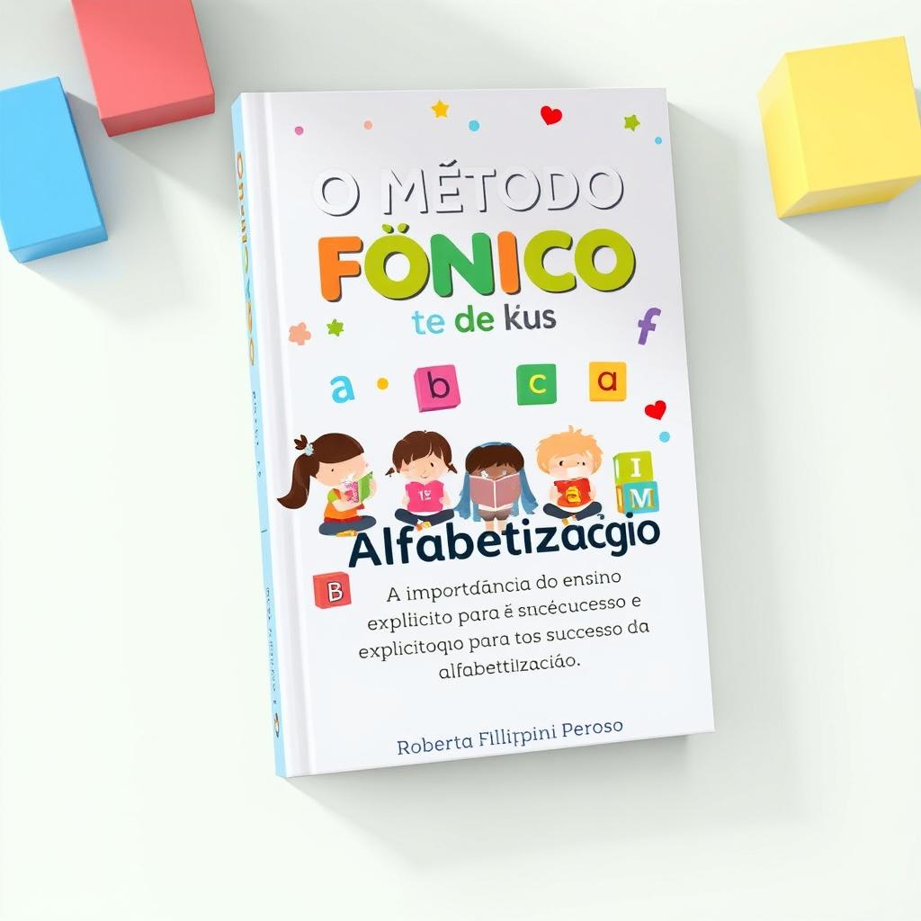 An engaging e-book cover design for the book titled "O Método Fônico de Alfabetização"