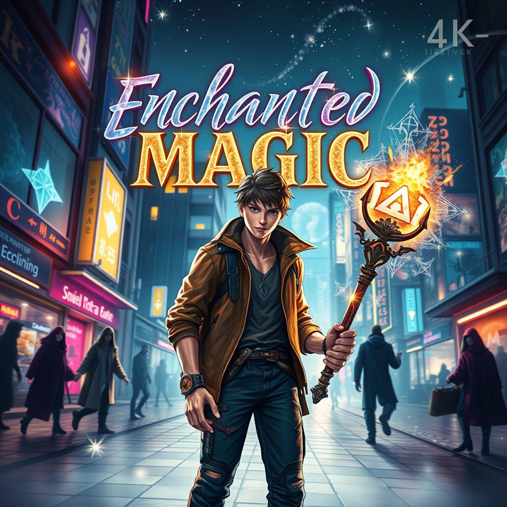 An advanced 4K book cover design for the title 'Enchanted Magic'