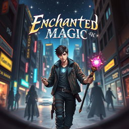 An advanced 4K book cover design for the title 'Enchanted Magic'