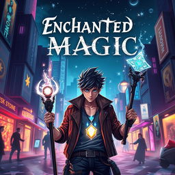 An advanced 4K book cover design for the title 'Enchanted Magic'