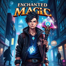 An advanced 4K book cover design for the title 'Enchanted Magic'