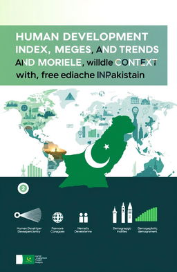 A visually engaging cover page for a document on 'Human Development Index, Megatrends, and Micro Trends in the Global Context with a Focus on Pakistan'