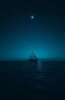 A serene night sky filled with twinkling stars, prominently featuring the North Star glowing brightly