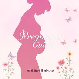 A serene and inspiring book cover for a pregnancy guide, featuring a silhouette of a pregnant woman gently cradling her baby bump against a soft pastel background