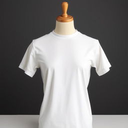 A plain white t-shirt displayed on a mannequin, featuring a smooth, wrinkle-free fit that showcases the fabric's texture beautifully